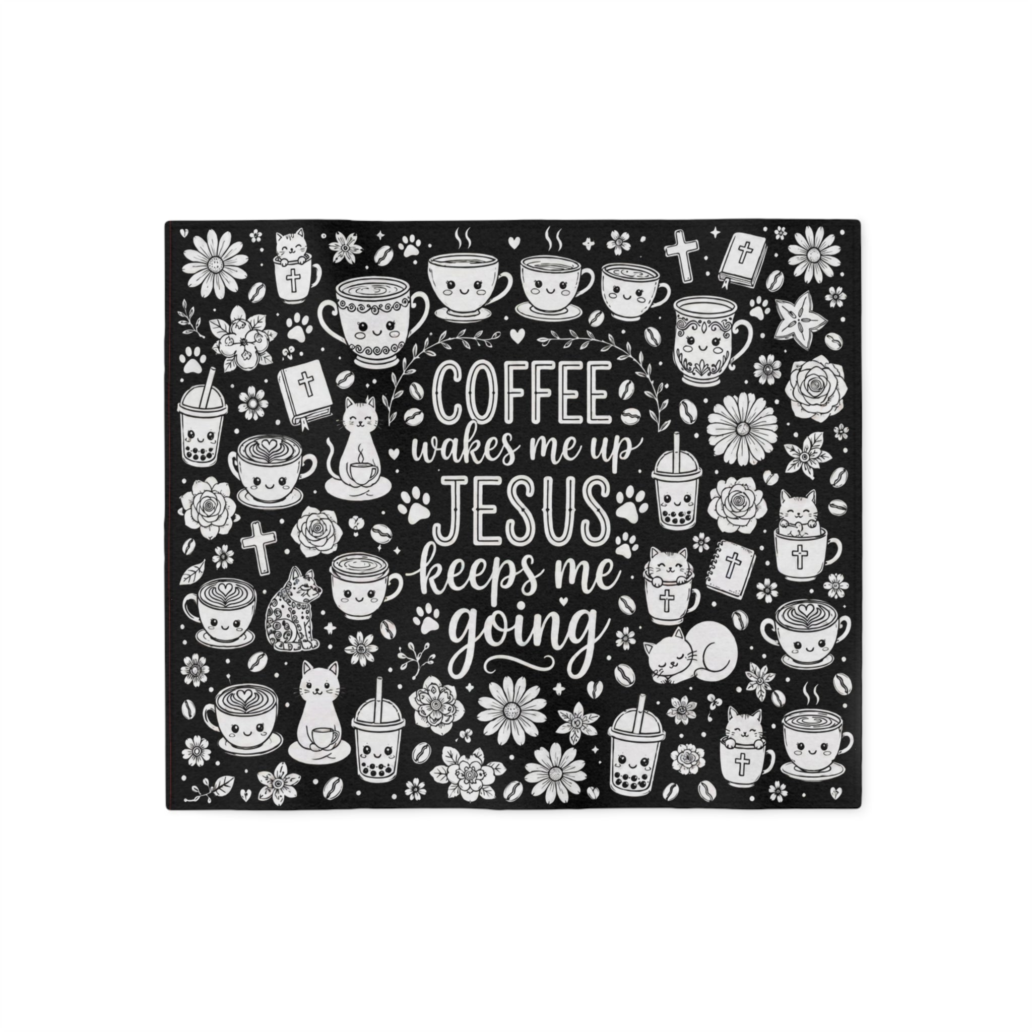 Sweatshirt Blanket — “Coffee Wakes Me Up, Jesus Keeps Me Going” Cozy Christian Throw