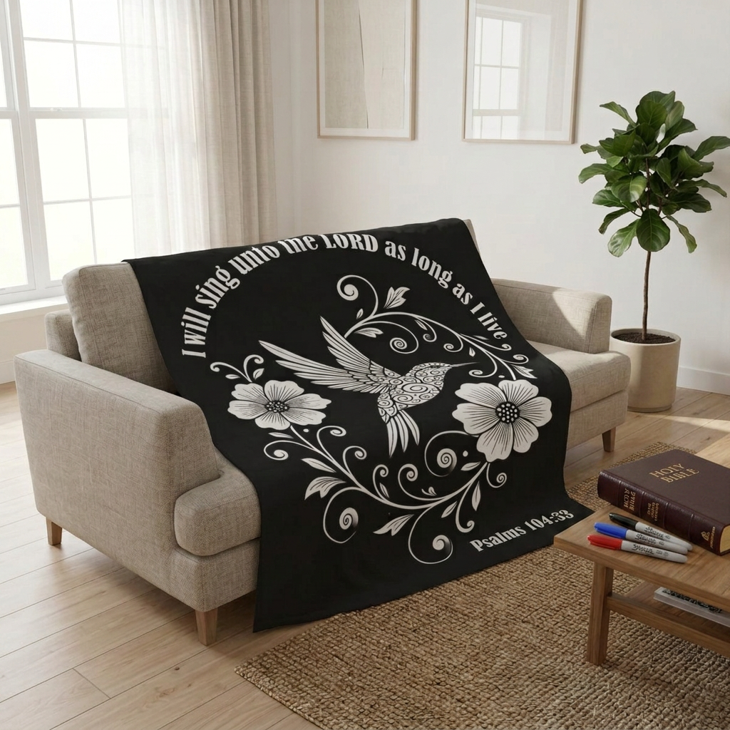 Blessings and Hummingbirds Colorable Blanket