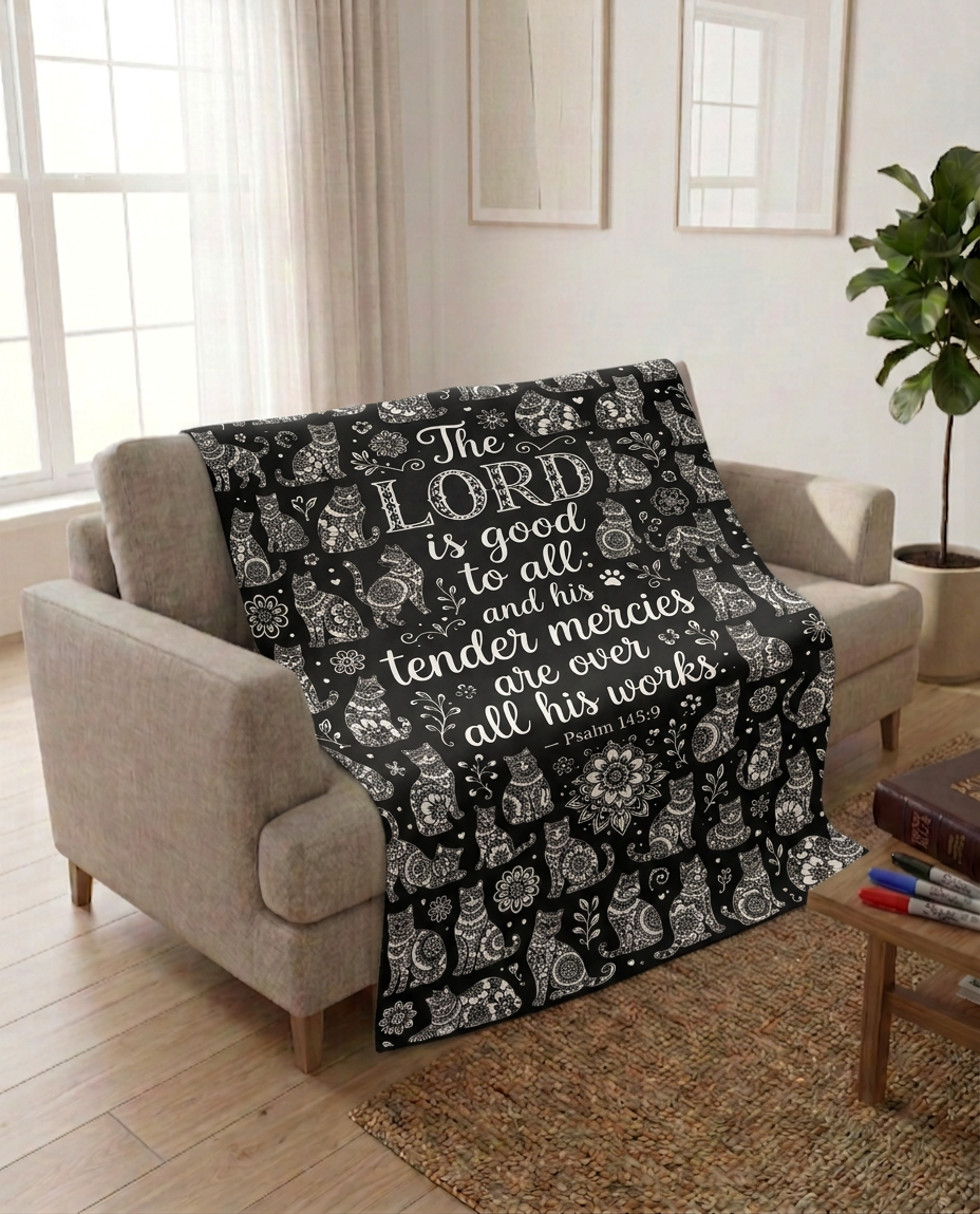 Faith and Cats Colorable Blanket