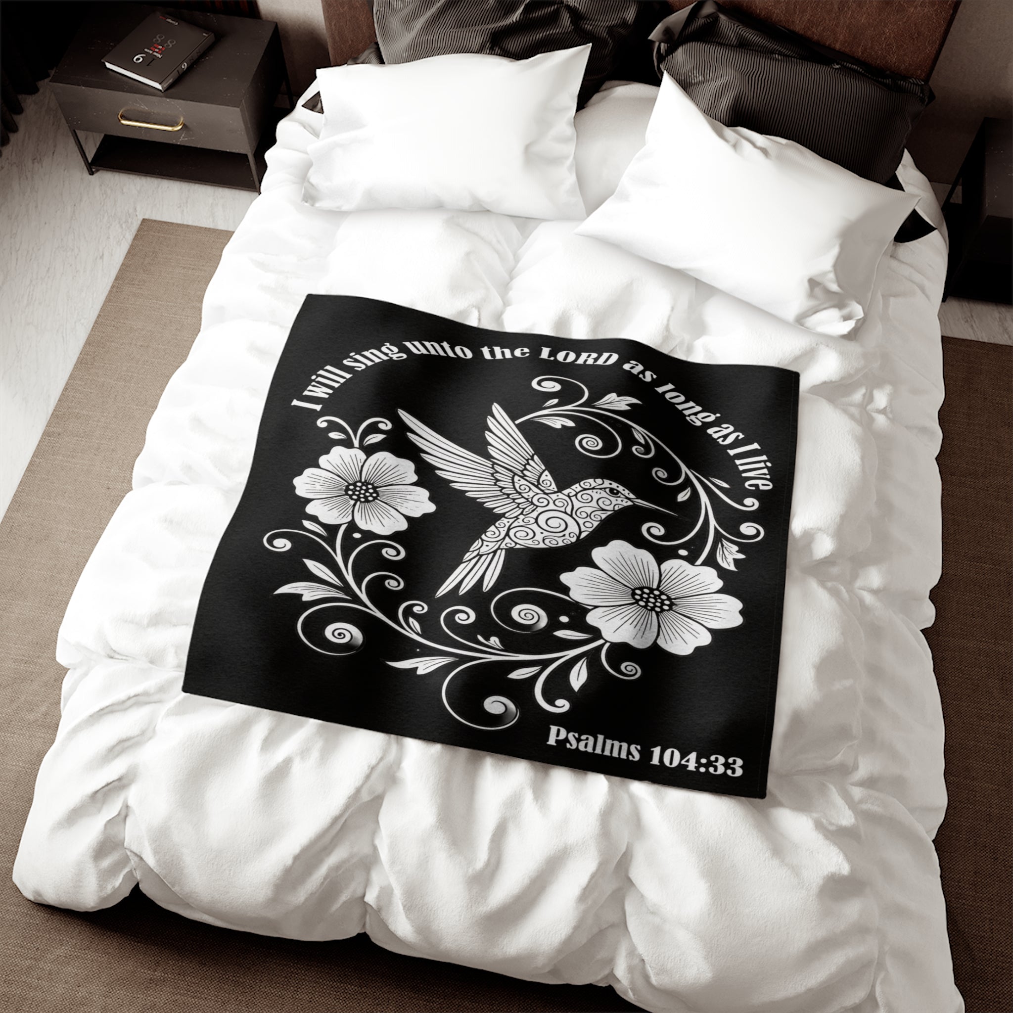 Psalms 104:33 Hummingbird Floral Sweatshirt Blanket — Christian Faith Cozy Throw